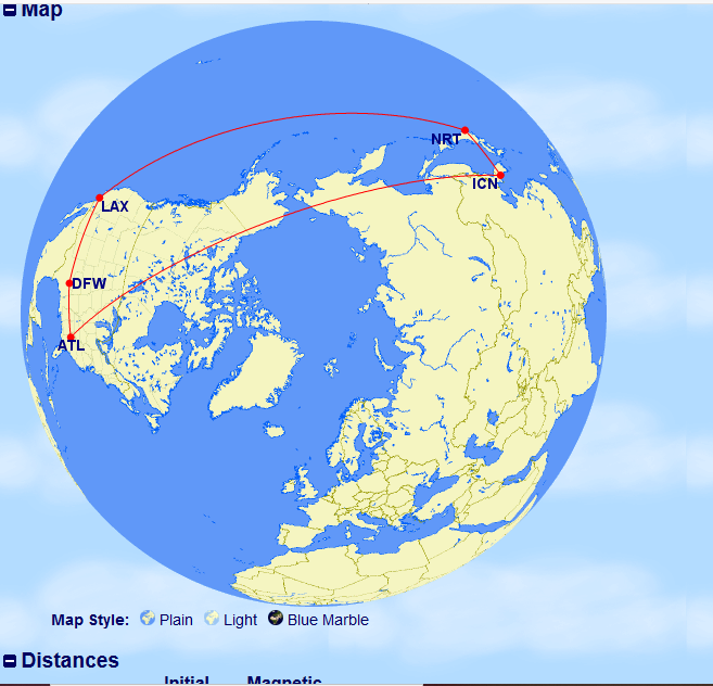 DFW-ATL-ICN-NRT-LAX-DFW