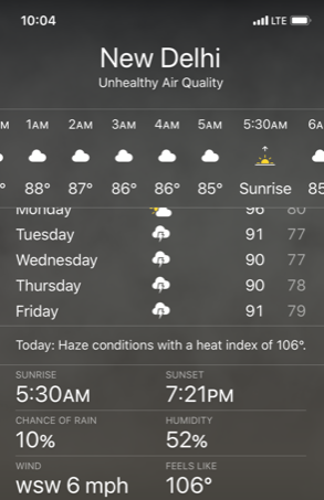 a screenshot of a weather forecast