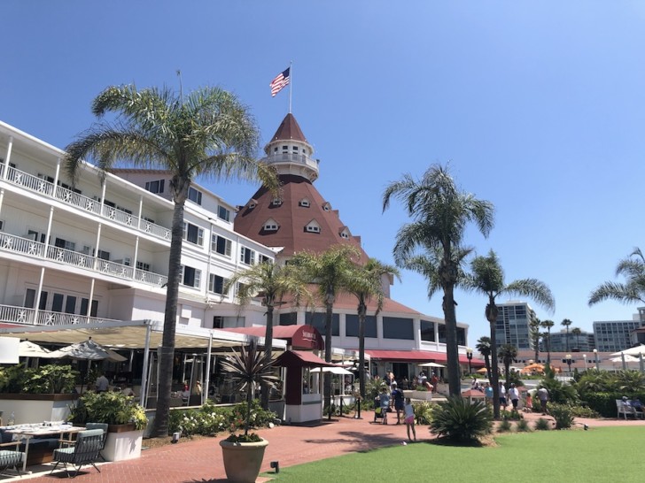 Hotel del Coronado with a flag on top