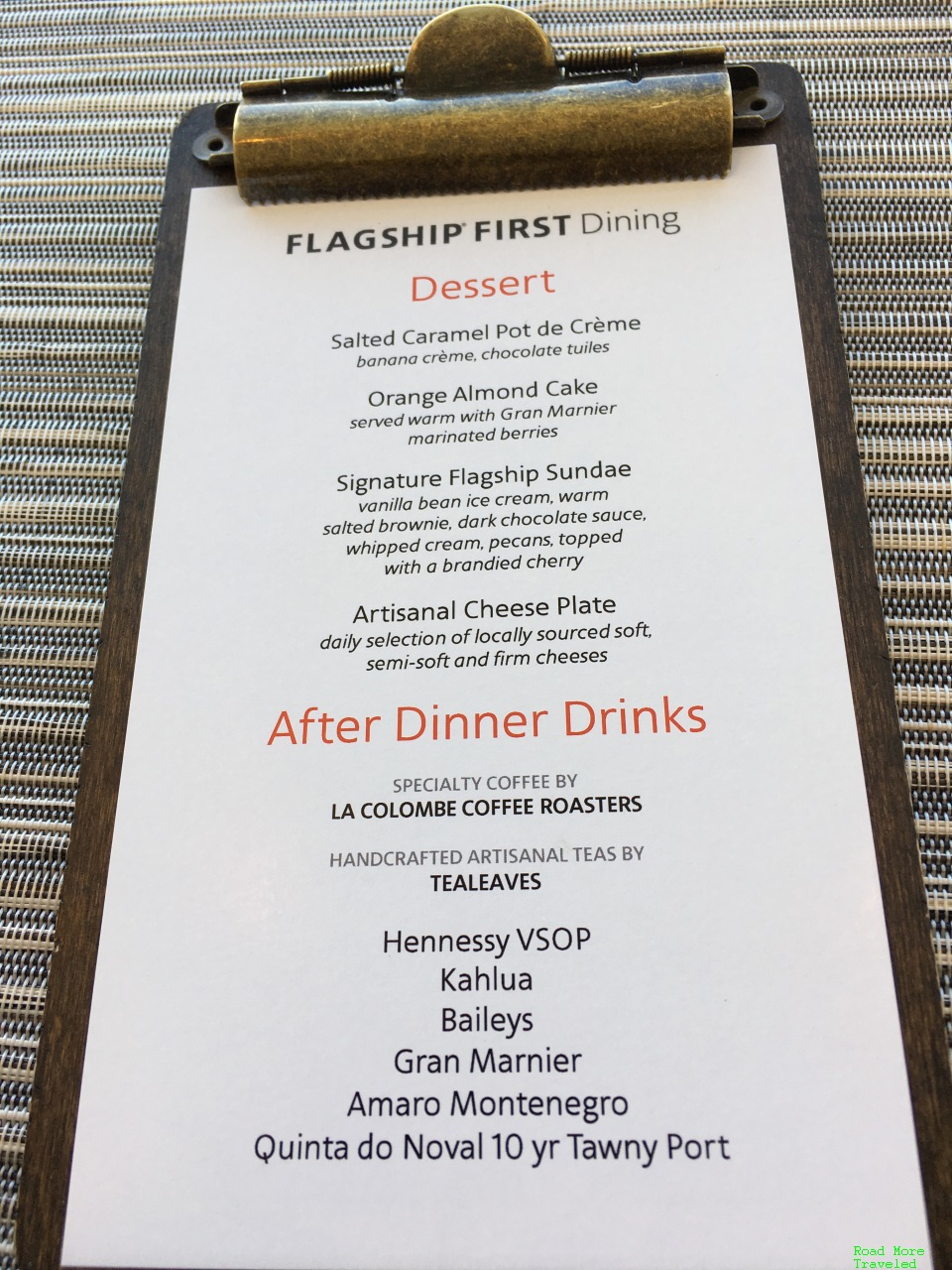 American Flagship Lounge New York JFK - Flagship First Dining desert and after dinner drinks