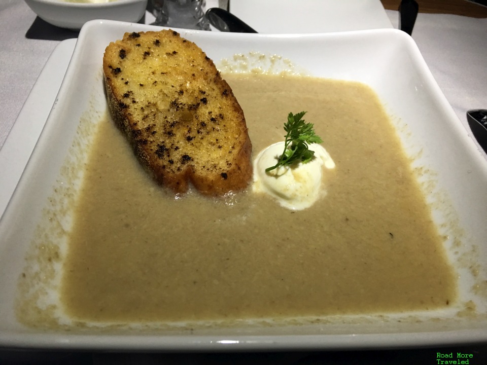 AA Transcon First Class soup