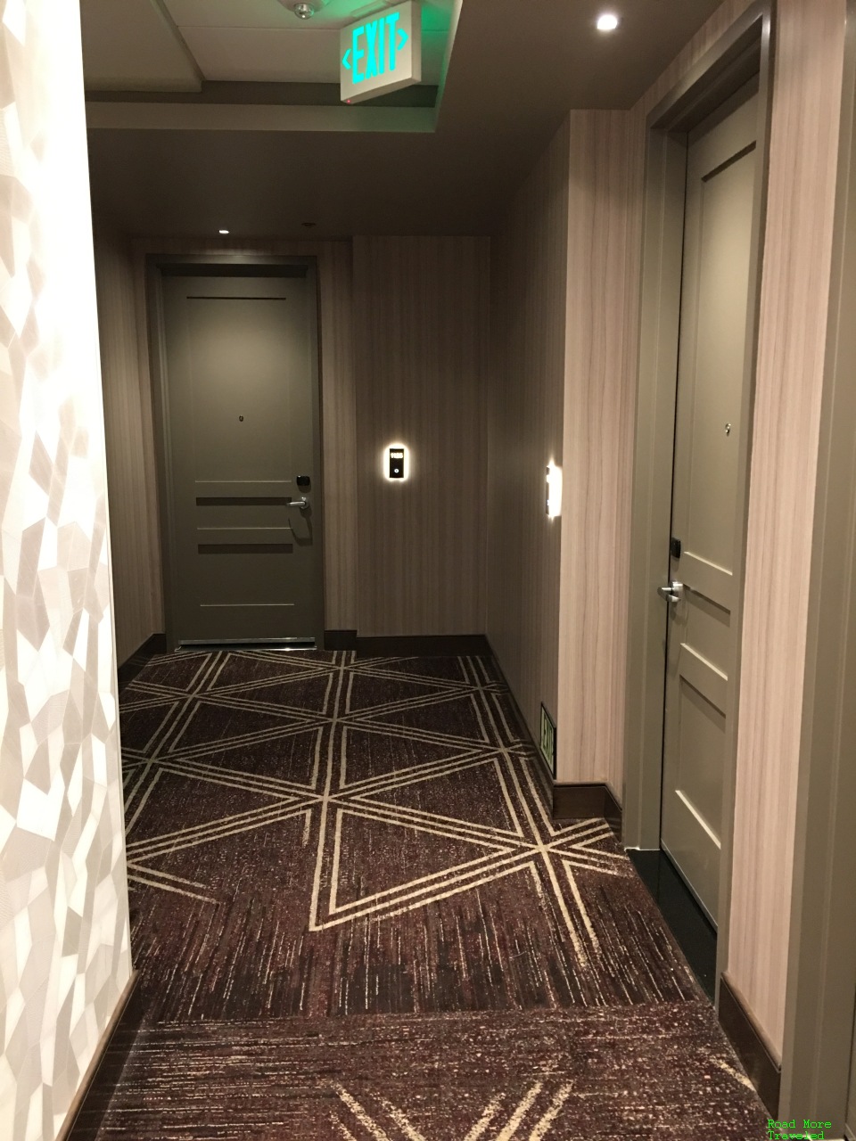 Hotel corridor and guest rooms