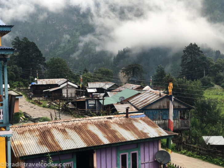 a group of houses in a village