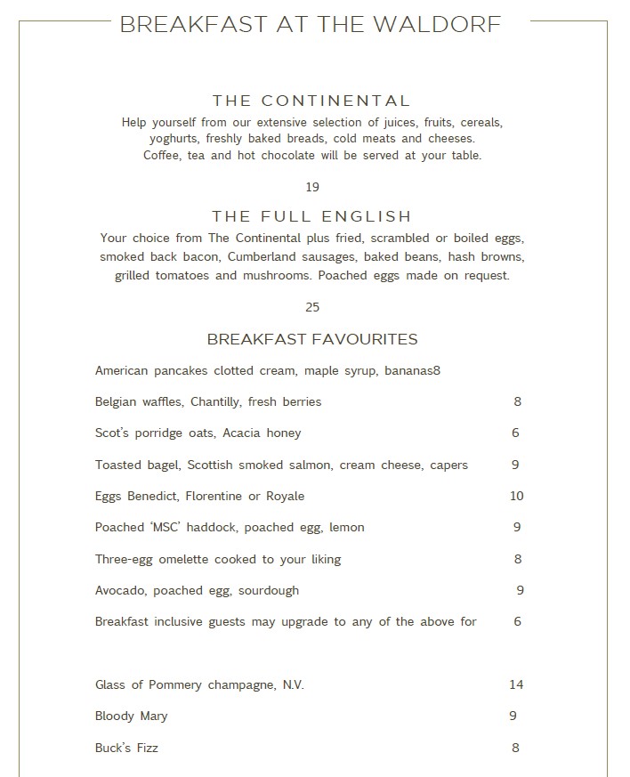 a menu of a restaurant