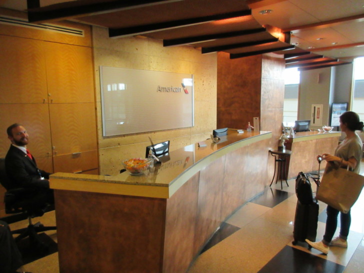a reception desk in a building