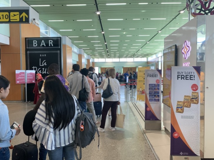 a group of people in a terminal
