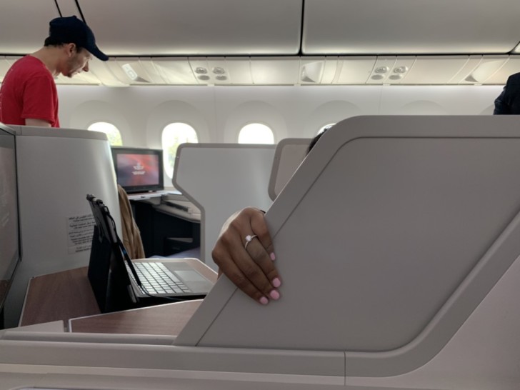 a person sitting in an airplane