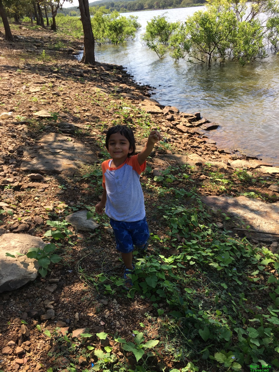 Picking up rocks for daddy