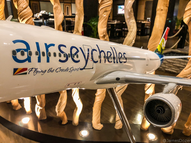 a model airplane on display