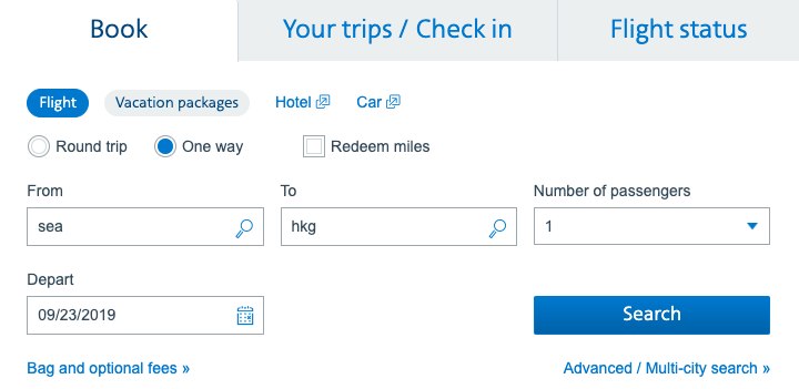 a screenshot of a travel login