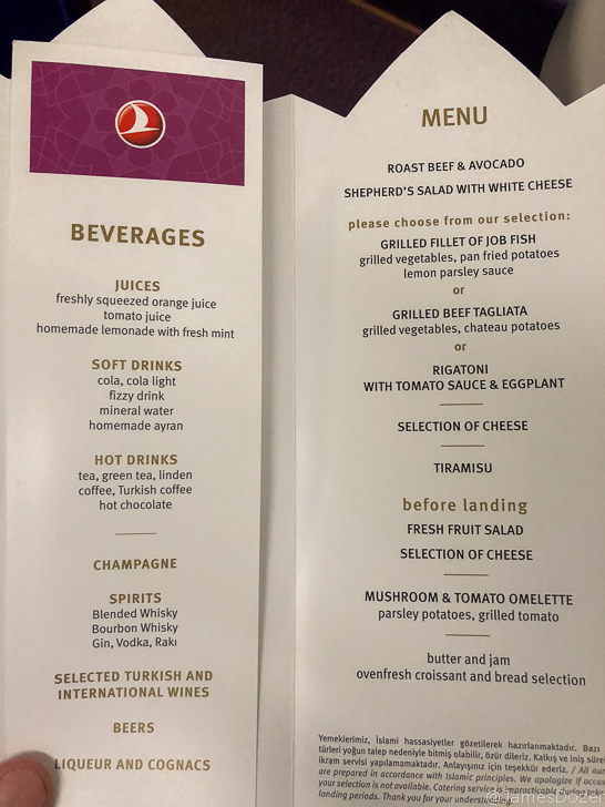 a menu of a restaurant