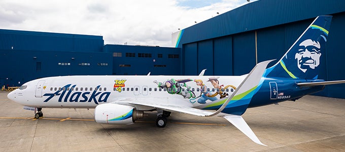 a plane with cartoon characters on it