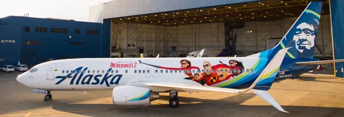 a plane with cartoon characters on it