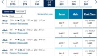a screenshot of a flight schedule