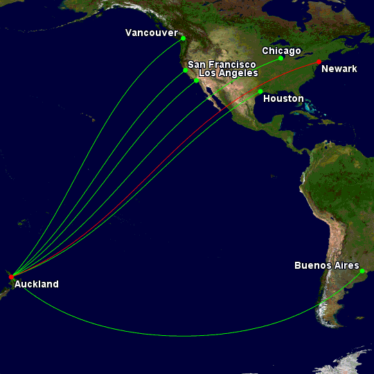 a map of the world with a route