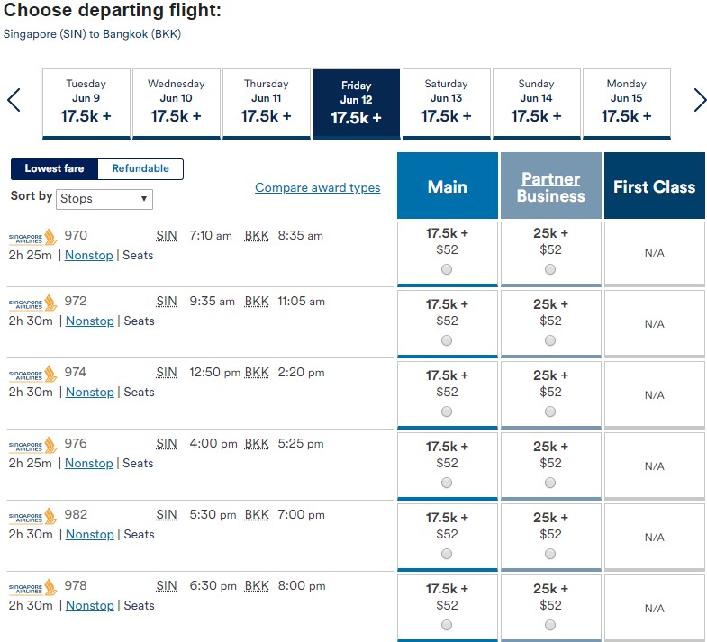 a screenshot of a flight schedule