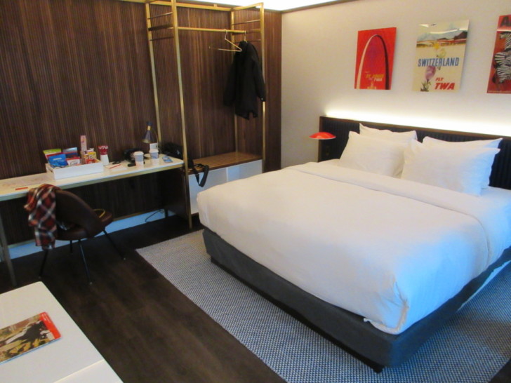 a bed in a room