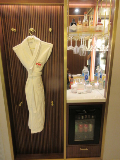 a white robe on a hook