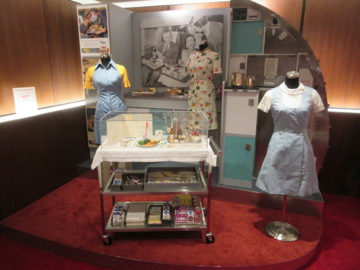 a display of a room with mannequins and dresses
