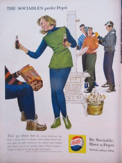 a woman holding a bottle of soda