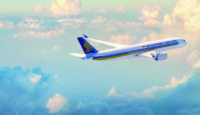 a plane flying in the sky