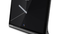 a black tablet with a stand