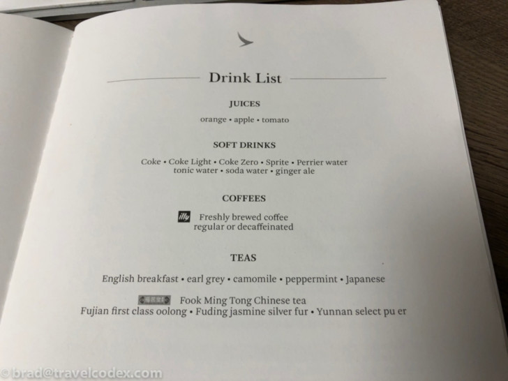 a menu of drinks and teas