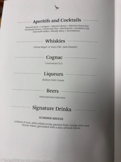 a menu of a drink