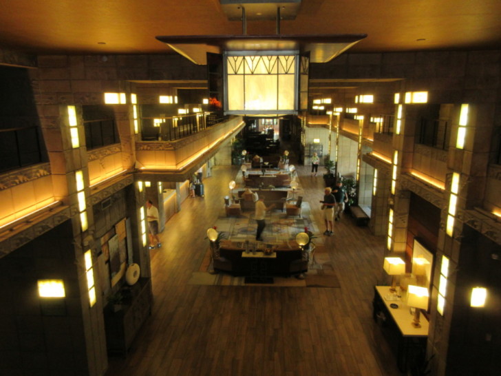a high angle view of a lobby
