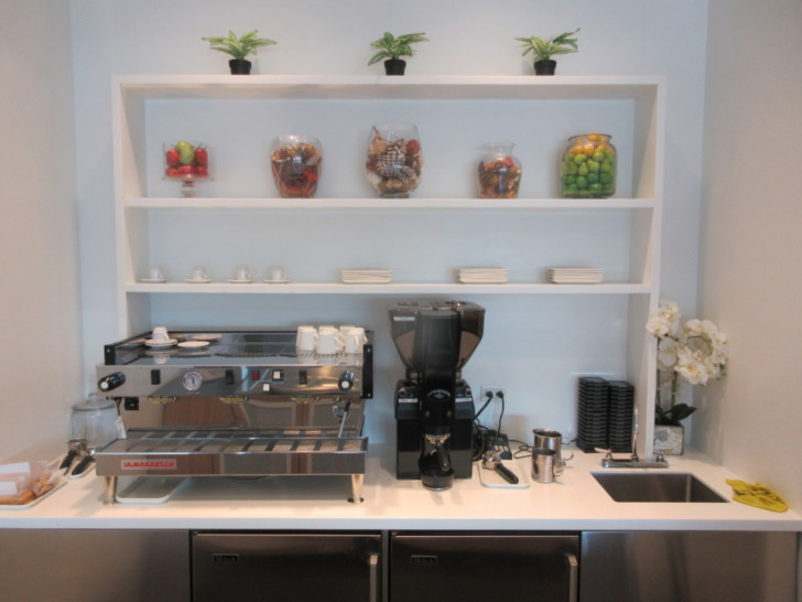 a coffee machine and a sink