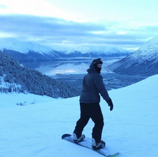 a person on a snowboard