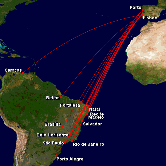 a map of the world with red lines