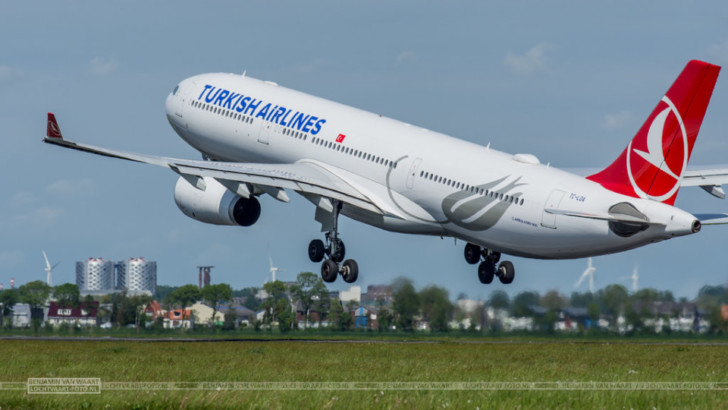 a large airplane taking off
