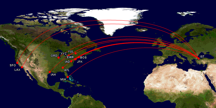a map of the world with red lines
