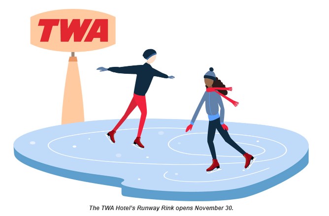 a man and woman ice skating