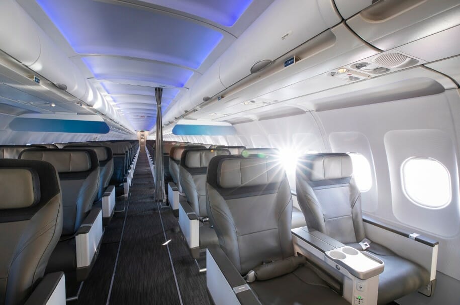 a row of seats in an airplane