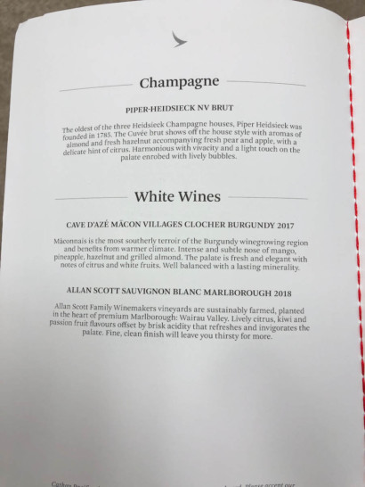 a menu of a wine bottle