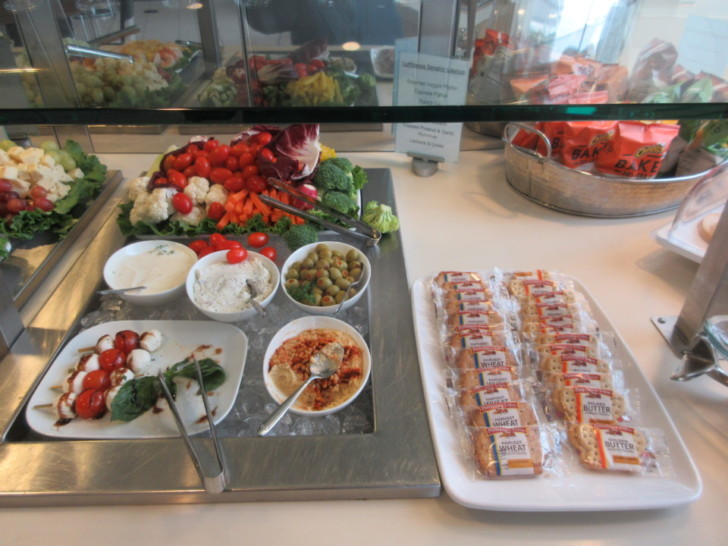 a buffet table with different foods
