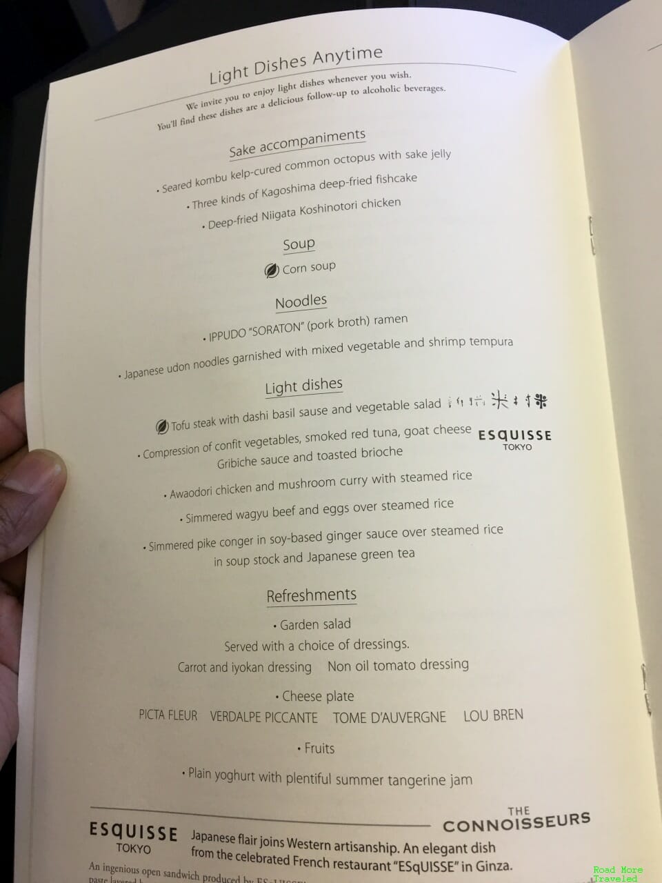 ANA F snack menu