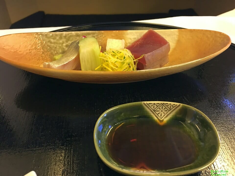 ANA First Class sashimi course