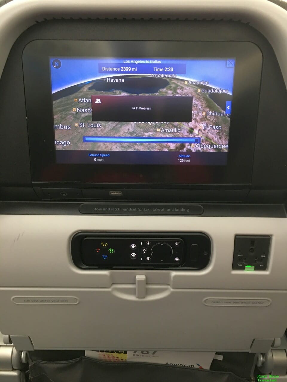 American B789 Main Cabin Extra seatback TV