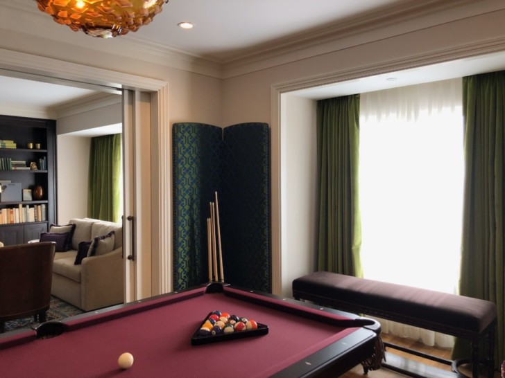 a pool table in a room