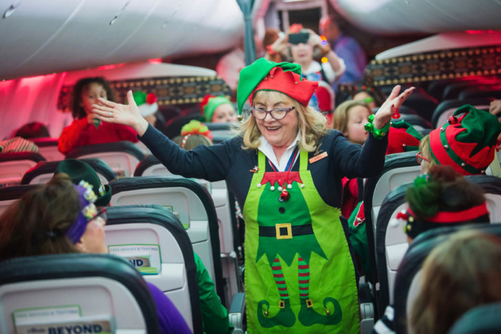 a woman in a garment on a plane