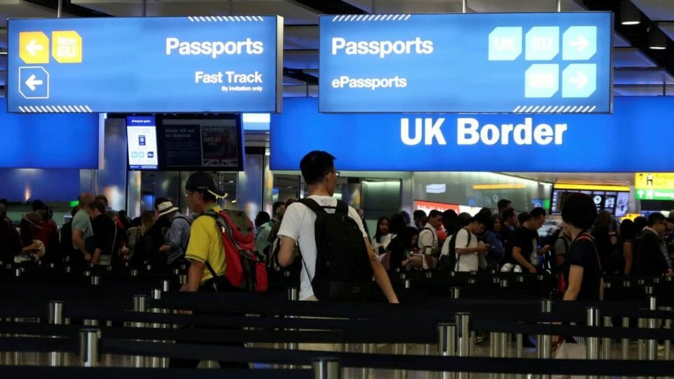 a group of people in an airport