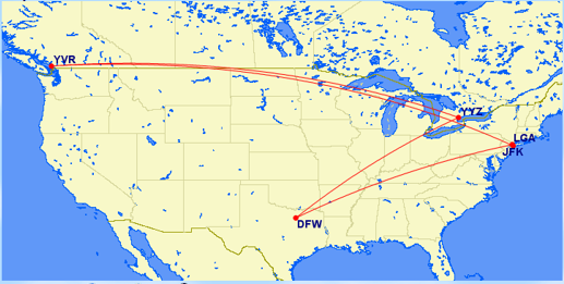 DFW-NYC-YVR-YYZ-DFW