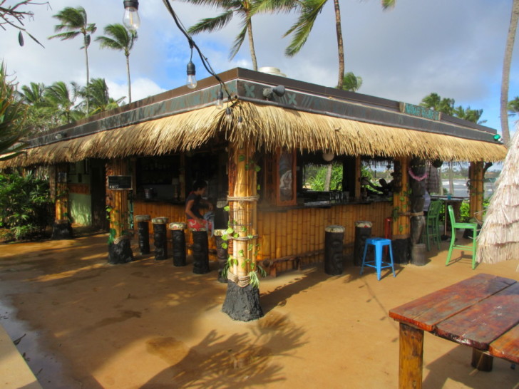 a bar with a straw roof
