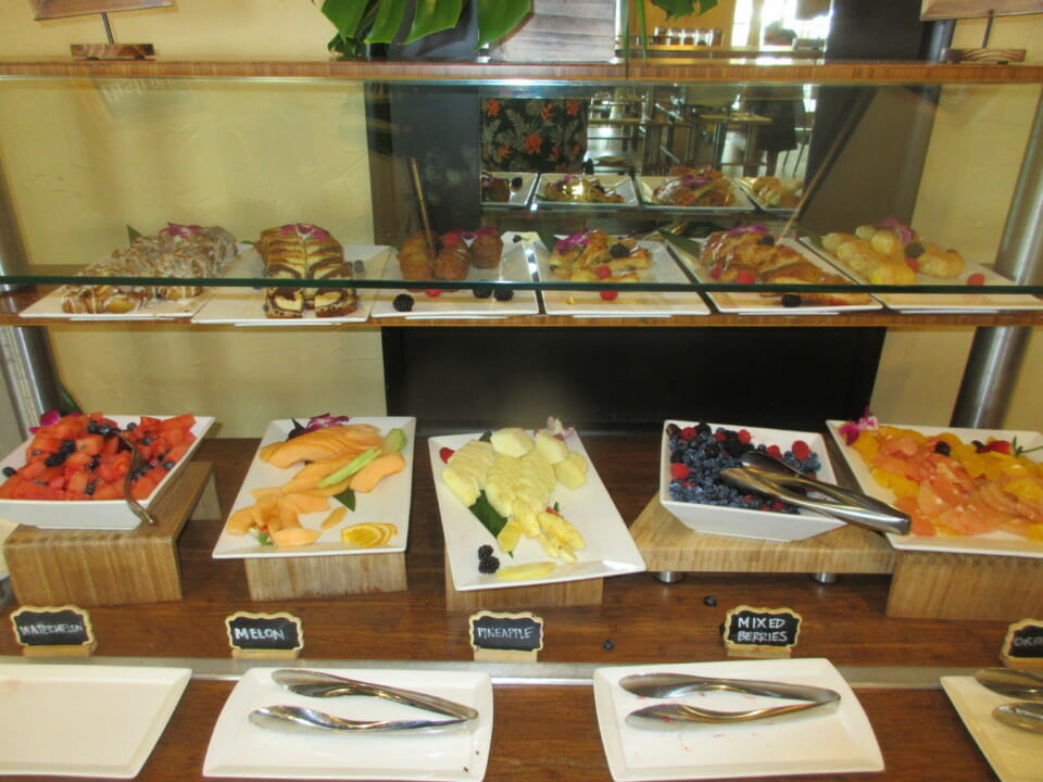 a display of food on a counter