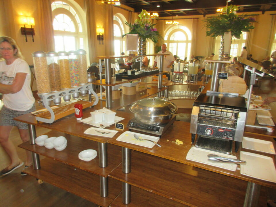a restaurant with a variety of food items