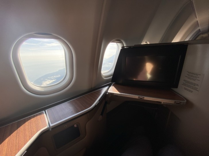 a small table with a screen on it