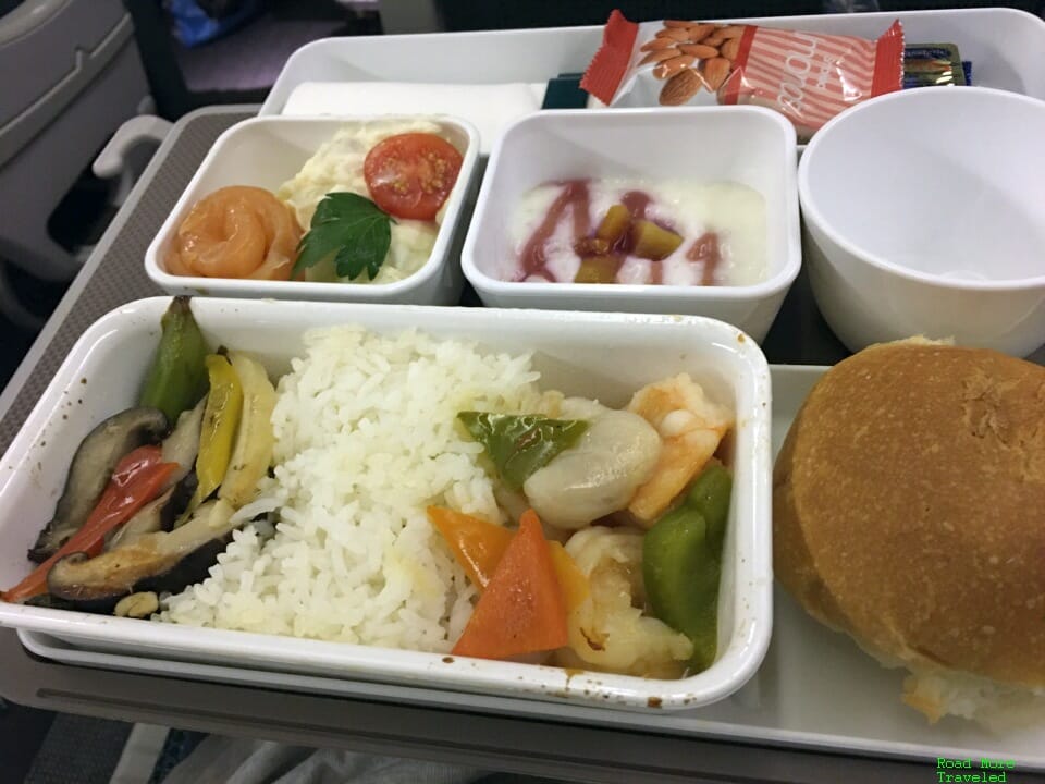 Cathay Pacific Premium Economy dinner